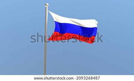 Russian flag on flagpole. Russian Federation flag fluttering in the wind. 3D render. Stock fotó © 