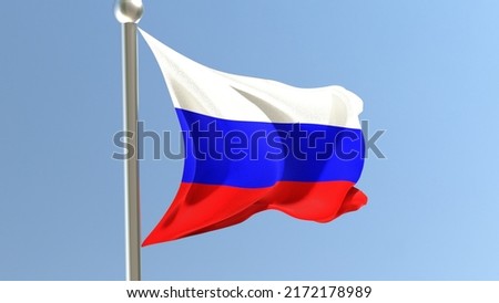 Russian flag on flagpole. Russian Federation flag fluttering in the wind. 3d render. Stock fotó © 