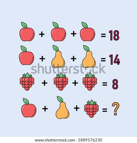 Mathematical riddle, educational game for children and adults, rebus.Riddle for the mind. Riddle with numbers. Vector. Mathematical rebus. Result. Crossword for social networks