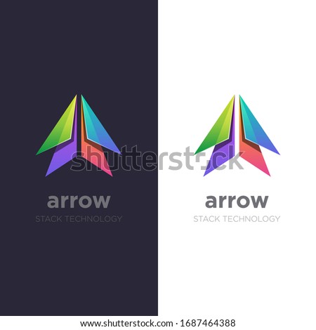 Arrow logo. Creativ colorful stack arrow icon