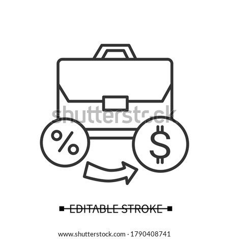 Investment portfolio icon. Personal capital and business loan linear pictogram with dollar sign. Concept of money growth and private investment instruments. Editable stroke vector illustration