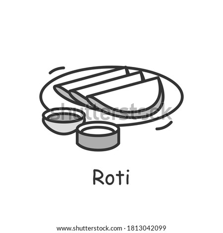 Roti line icon. Indian subcontinental cuisine. Wholemeal flour flatbread. Traditional delicious Indian dish. Asian food. Isolated vector illustration. Editable stroke 