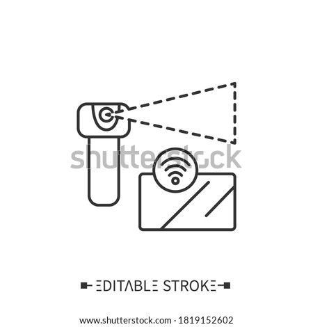 Wireless and motion sensor line icon. One touch pay. Smart credit card and smart payments. Digital smart technologies concept. Isolated vector illustration. Editable stroke.