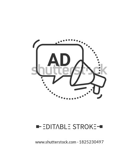 Audio description line icon. Loudspeaker. Announcement. Disabled people orientation. Accessible city. Barriers-free environment for disabled people.Isolated vector illustration. Editable stroke 