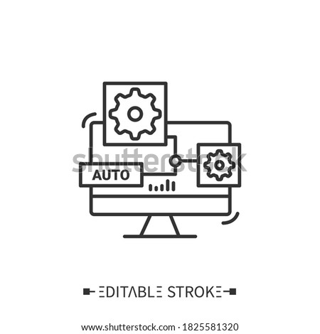 Computer aided design line icon. CAD. Automated product engineering. Smart engineering.Production modification and optimization.Stages and elements of a successful production cycle. Editable stroke