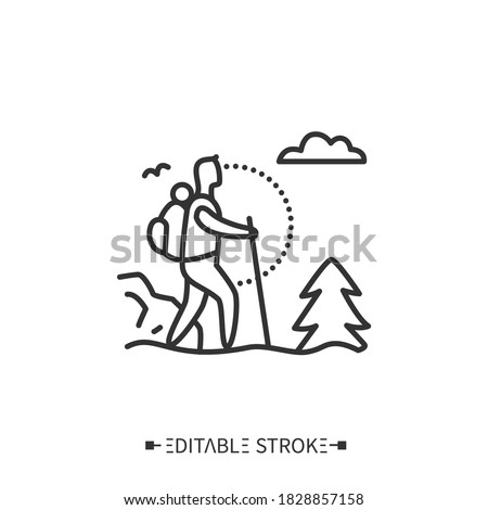 Similar – Image, Stock Photo Tourist with backpack walking among high rocks