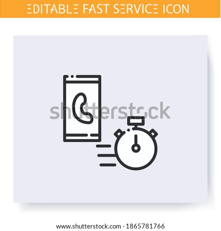 Fast call line icon. Wireless technology, mobile connection providing. Quick services, short term, rapid work, time management concept. Isolated vector illustration. Editable stroke
