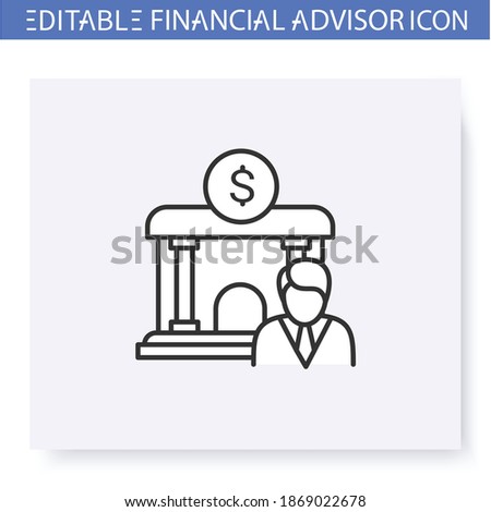 Finance industry line icon.Regulatory authority.Guidance and consulting in business, accounting and financial control.Capital management and improvement.Isolated vector illustration.Editable stroke 