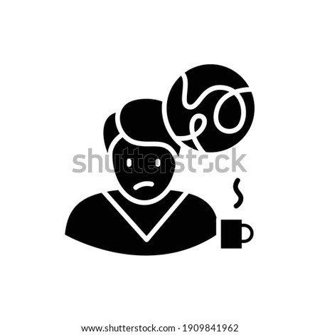Concentration loss glyph icon. Sleep disorder, stress symptom. Healthy sleeping concept. Mental problems treatment. Behaviour. Health care. Filled flat sign. Isolated silhouette vector illustration