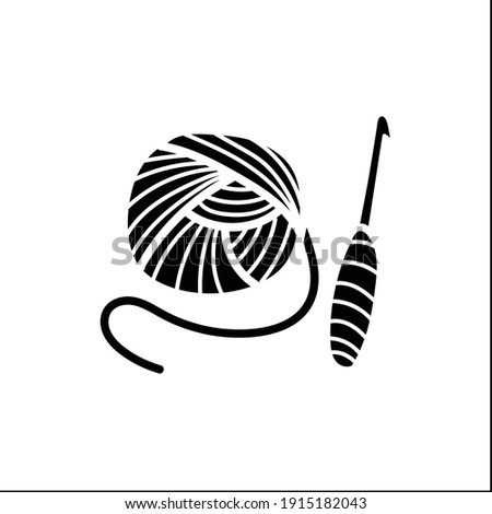 Crochet basics glyph icon. Super useful hobby that engage both hands and stimulate the brain. Thread and hook art. Useful hobby concept. Filled flat sign. Isolated silhouette vector illustration