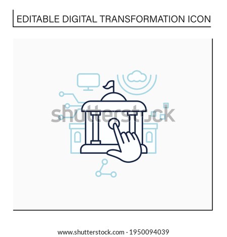 Electronic government line icon. Modern technologies. Digitalization. Solving public affairs online.Digital transformation concept.Isolated vector illustration.Editable stroke