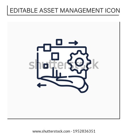 Digital asset management line icon. Electronic media content management. Digital accounts. Business concept. Isolated vector illustration.Editable stroke