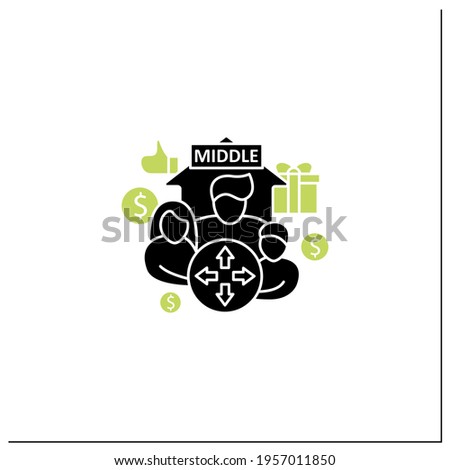 Dilative class glyph icon. Expanding middle class. Rise in living standards. Increase employee number. Universal basic income concept.Filled flat sign. Isolated silhouette vector illustration