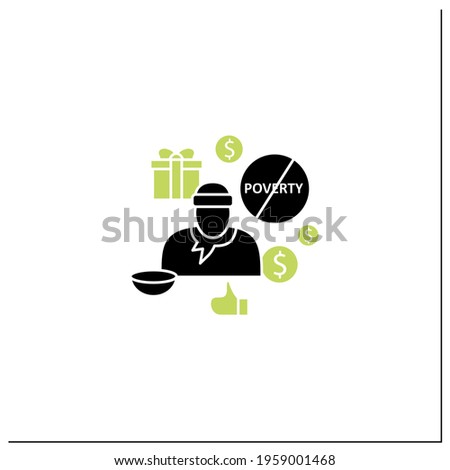 Ending poverty glyph icon. Rise in living standards. Improving living conditions. Universal basic income concept. Filled flat sign. Isolated silhouette vector illustration