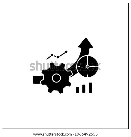 Greater productivity glyph icon. Improving product production process. Higher productivity. Business automation concept.Filled flat sign. Isolated silhouette vector illustration