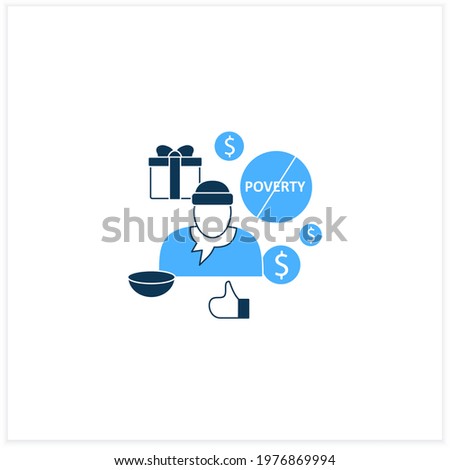 Ending poverty flat icon. Rise in living standards. Improving living conditions. Universal basic income concept. Vector illustration