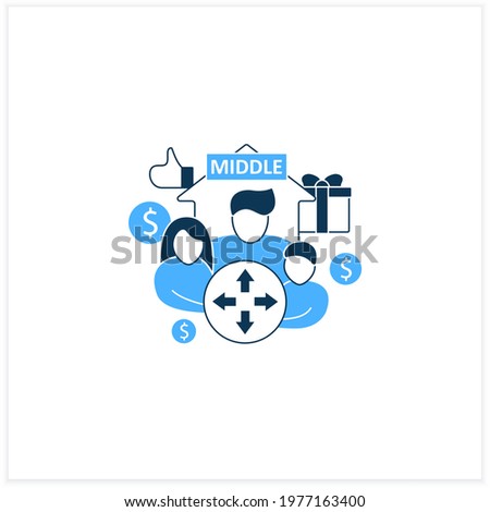 Dilative class flat icon. Expanding middle class. Rise in living standards. Increase employee number. Universal basic income concept. Vector illustration