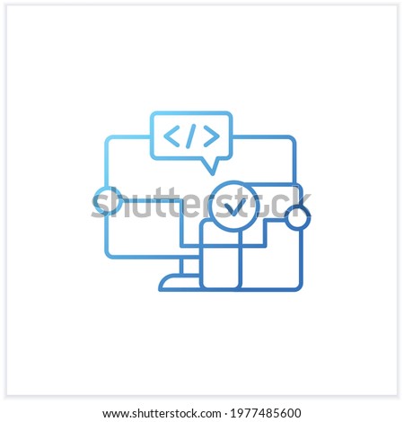 Cross platform software gradient icon. Implemented on multiple computing platforms. Programming environment.Isolated vector illustration.Suitable to banners, mobile apps and presentation