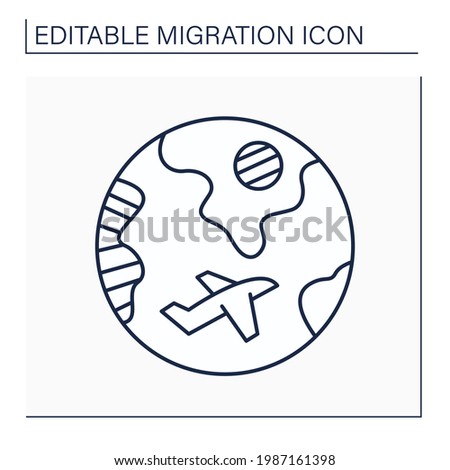 Diaspora line icon. Ethnic community that permanently resides outside of its homeland. Migration concept. Isolated vector illustration. Editable stroke