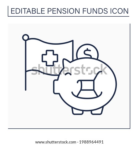 Credit suisse line icon. Piggy bank.Create long-term value and mitigate risks with an investment strategy. Accumulate money. Pension fund concept. Isolated vector illustration. Editable stroke