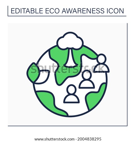 Community garden line icon. Community-managed open spaces. Land gardened collectively by groups of people.Eco awareness concept. Isolated vector illustration. Editable stroke