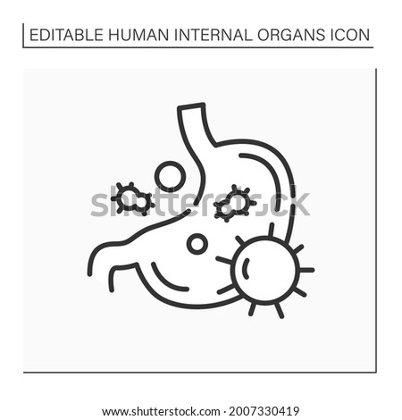 Stomach line icon.Gastric. Stomach disease. Gastroenteritis inflammatory process. Digestive organ. Human internal organs concept.Isolated vector illustration.Editable stroke