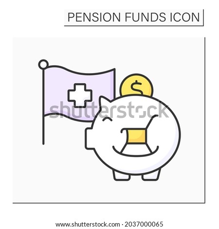 Credit suisse color icon. Piggy bank.Create long-term value and mitigate risks with an investment strategy. Accumulate money. Pension fund concept. Isolated vector illustration