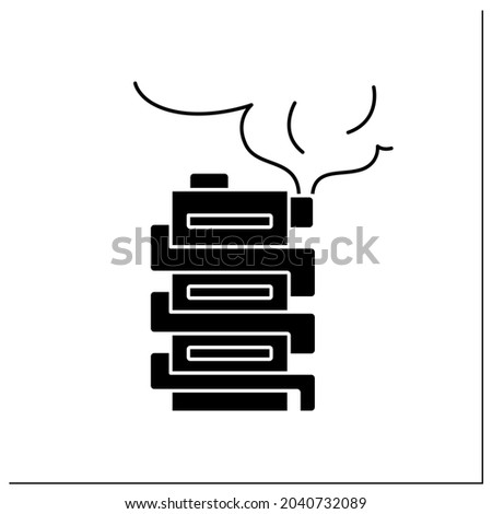 Dust glyph icon. Harmful particle emissions from factory pipe. Smog, biohazard emissions. Environment pollution and ecology damage.Filled flat sign. Isolated silhouette vector illustration
