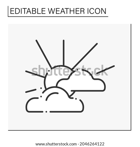 Partly sunny line icon. Clouds covered the sun. Changeable weather. Sun behind clouds. Weather concept. Isolated vector illustration. Editable stroke