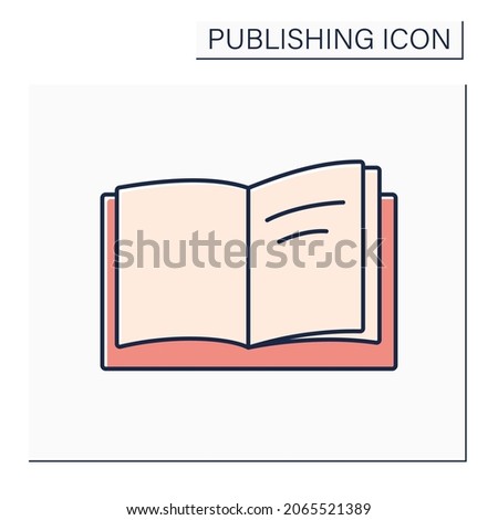 Title page color icon. First page of the book. Title and names of author and publisher. Publishing concept. Isolated vector illustration