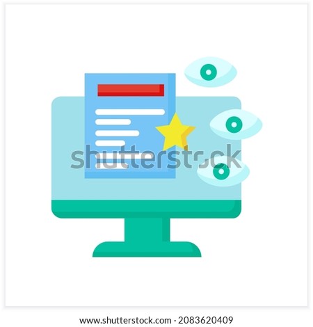 Popular post flat icon. Pageviews. Internet communication, feedback. Blogging and broadcasting. Social network. Internet community.Content Management. 3d vector illustration