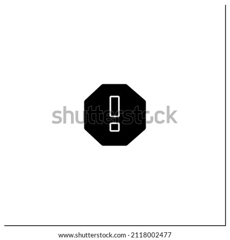 Octagon hazard sign glyph icon. Caution. Exclamation, alert. Alarm sign. Error message. Warnings concept.Filled flat sign. Isolated silhouette vector illustration