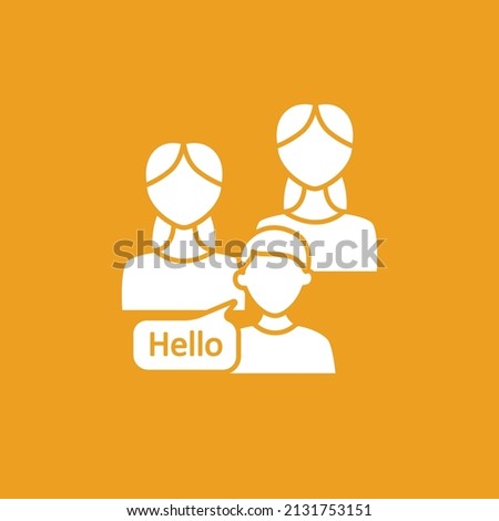 Speaking club glyph icon. Communication with other students. Language practice. Language learning concept. Filled flat sign. Isolated silhouette vector illustration