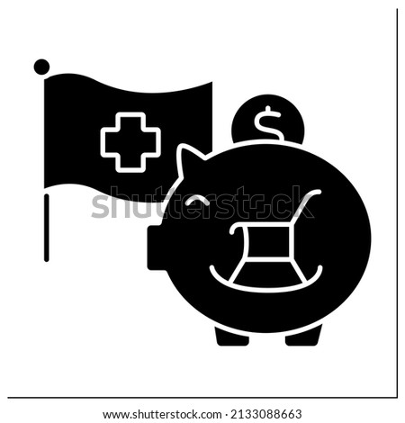 Credit suisse glyph icon. Piggy bank.Create long-term value and mitigate risks with an investment strategy. Accumulate money. Pension fund.Filled flat sign. Isolated silhouette vector illustration