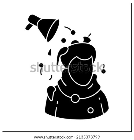 Media pressure glyph icon. Megaphone and person. Concept of political propaganda, news and tv advertisement and information war.Filled flat sign. Isolated silhouette vector illustration