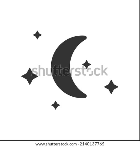 Night glyph icon. Starry night with moon without clouds.Meteorology Clear sky. Moonlight. Cloudless night sky. Weather concept. Filled flat sign. Isolated silhouette vector illustration
