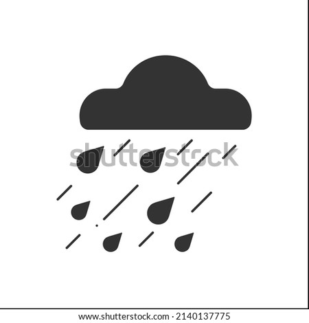 Heavy rain glyph icon. Raindrops. Heavy storm. Cloud with drops. Bad weather forecast. Weather concept. Filled flat sign. Isolated silhouette vector illustration