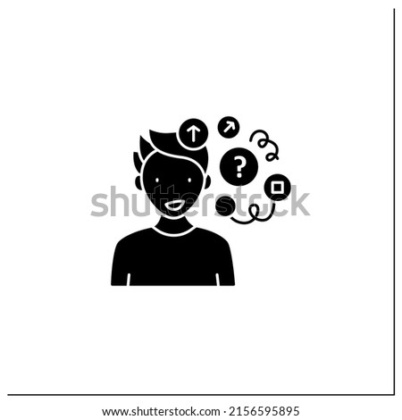 Loose associations glyph icon. Rapidly shifting from topic to topic. Chaotic thoughts.Schizophrenia symptoms concept. Filled flat sign. Isolated silhouette vector illustration