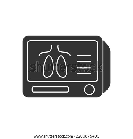  Medical monitor glyph icon. Medical lungs examination. Special screen. X-ray. Resuscitation. Medical devices concept. . Filled flat sign. Isolated silhouette vector illustration