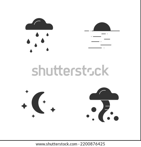 Weather glyph icons set. Snow, cold weather, tornado, partly cloudy. Meteorology concept.Filled flat signs. Isolated silhouette vector illustrations