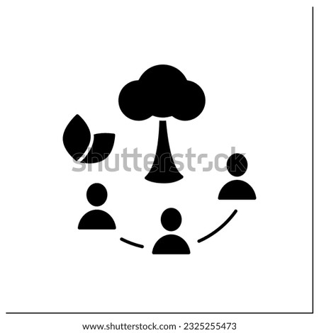 Joint gardening glyph icon. Planting trees, landscape open space collectively. Gardening.Eco awareness concept. Filled flat sign. Isolated silhouette vector illustration