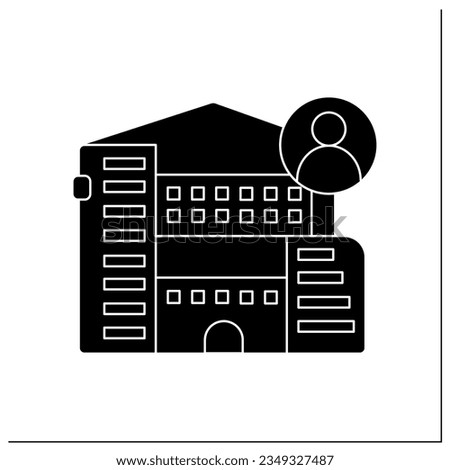 House glyph icon. Private mansion. Concept of city housing, real estate and mortgage loan. Map, navigation and user interface. Filled flat sign. Isolated silhouette vector illustration