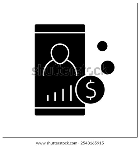 Account balance glyph icon. Cryptocurrency service. Virtual wallet, cabinet. Digital money, finance system. Digital asset.Filled flat sign. Isolated silhouette vector illustration