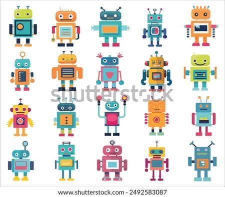 20 Cute Robot Cartoon illustration Collection