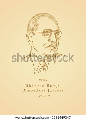 Illustration of Indian freedom fighter late Dr. Babasaheb Ambedkar. Ambedkar Jayanti Greetings design.