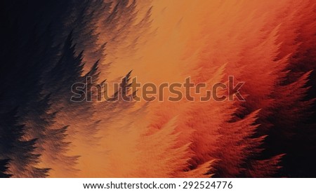 First Blush - Digital fractal painting of a twilight forest, first thing in the morning.