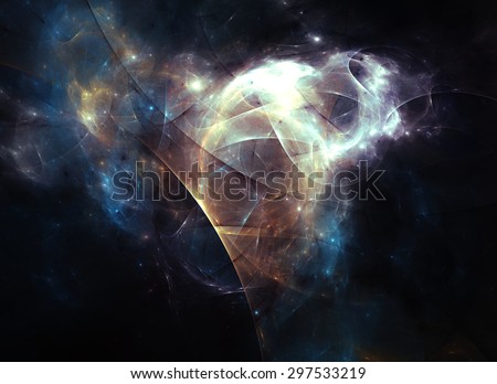 Solar Creation - Digital fractal of a colorful nebula.