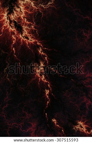 Digital fractal of fantasy dark fire lightning storm, hot electrical background.