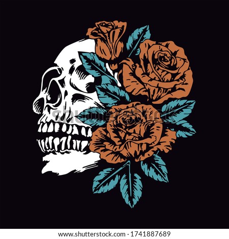 Free Vector Skull with Roses | Download Free Vector Art | Free-Vectors