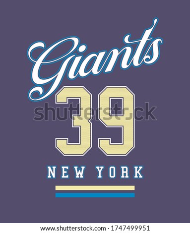 Vector illustration in college style with reference to new york and the word giants.